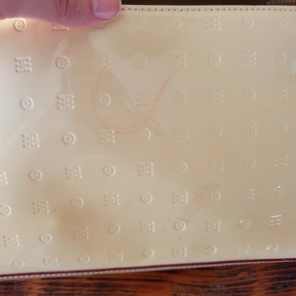 Arcadia Cream Patent Leather Purse Shoulder Bag Made in Italy Adjustable Strap - Picture 3 of 7